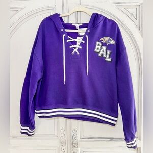 NWT Baltimore Ravens Women’s Purple Lace-Up Sweatshirt, Sz XXL